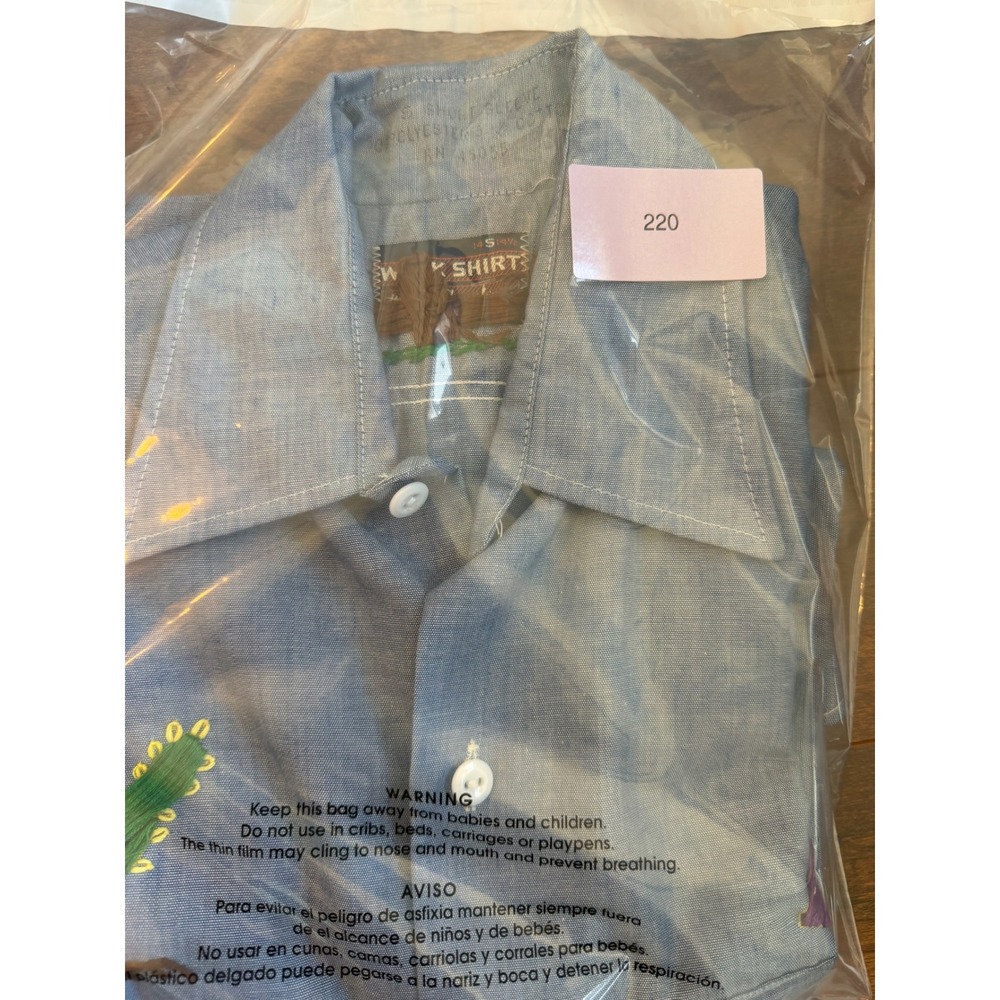 Vintage Chambray 70's American Apparel RN 45055 Work Shirt Hand Embroidered SZ S - Picture 12 of 13